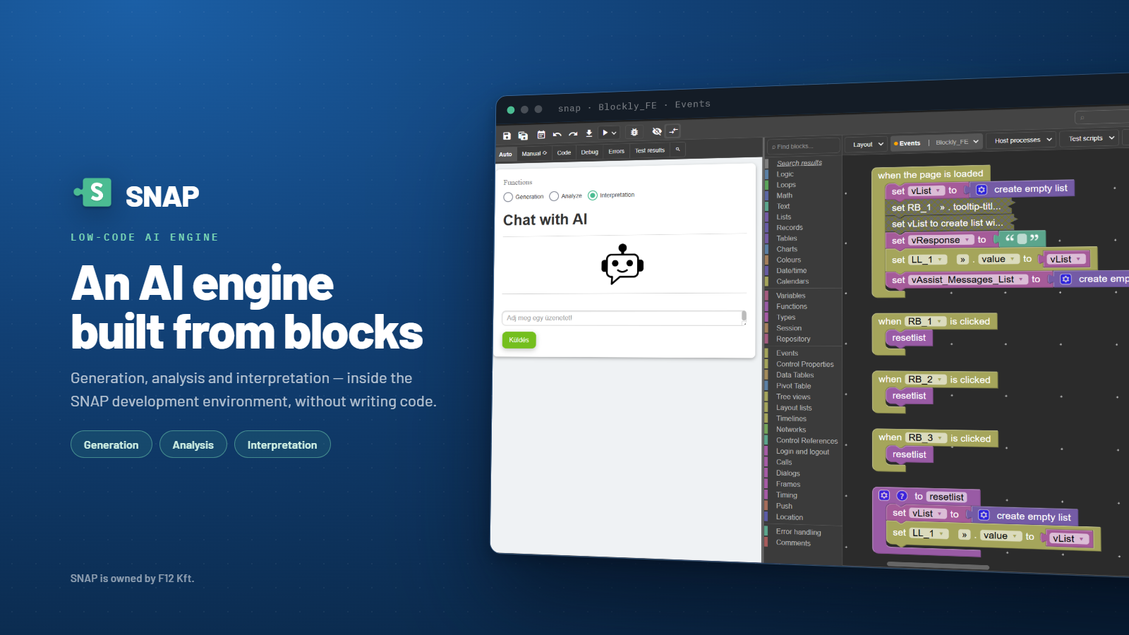 F12 — SNAP – low-code AI engine