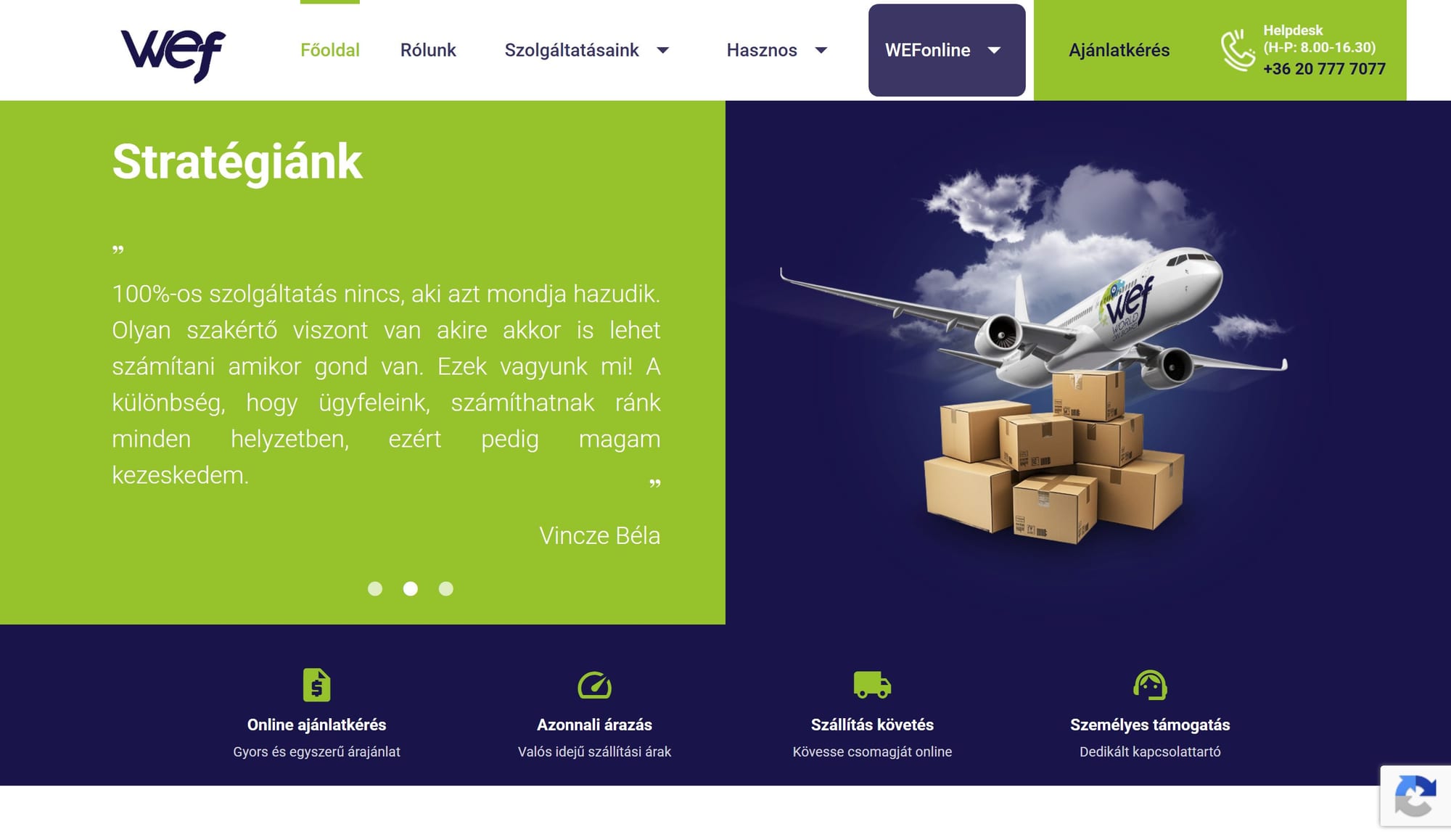 World Express Freight — Website + WEFonline platform